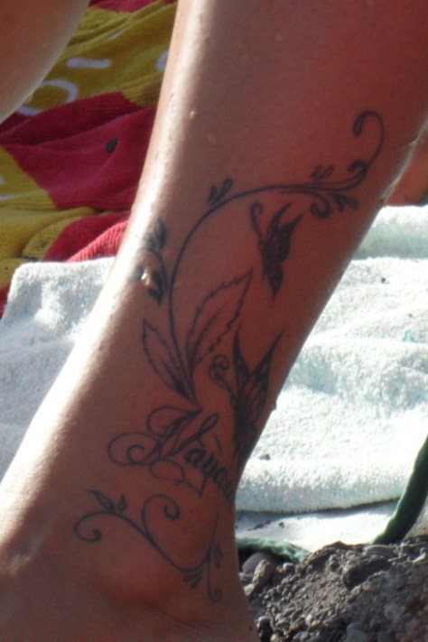 tattoo ankel blomster